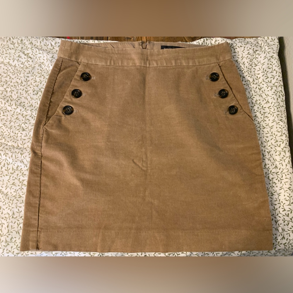 Fall Corduroy skirt - tan color perfect for casual pumpkin picking.